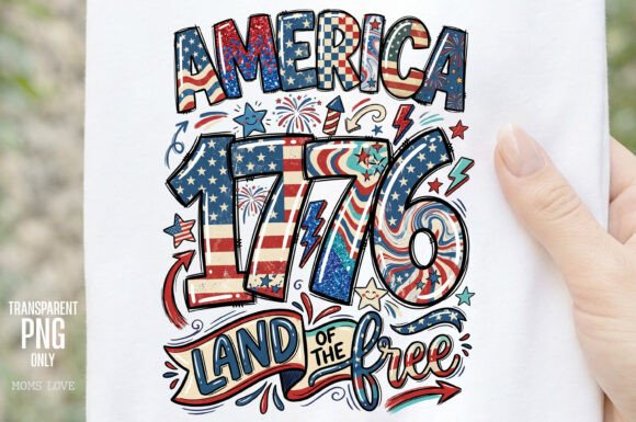America 1776 Land of the Free PNG: A Bold Graphic for Patriotic Projects