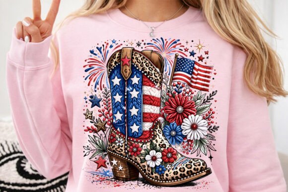 Faux Patriotic Cowgirl Boot Sublimation for Your Projects