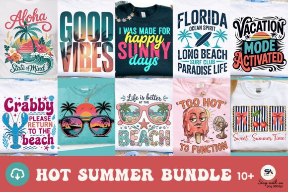 Hot Summer Quote Bundle Bow PNG: Your Design Toolkit for Vibrant Seasons