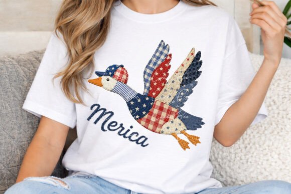 Merica Patriotic Patchwork Goose PNG: Your Go-To Design Asset