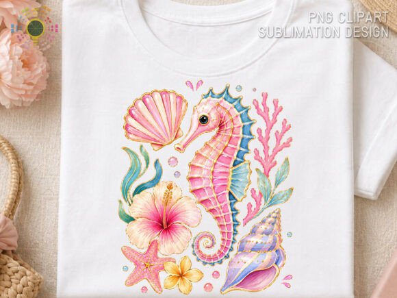 Pastel Seahorse PNG: Coastal Sea Life Design for Creative Projects