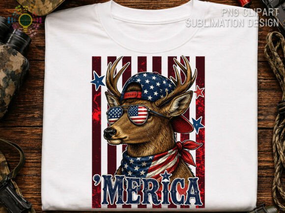 Patriotic Deer America PNG: Bold 4th of July Style
