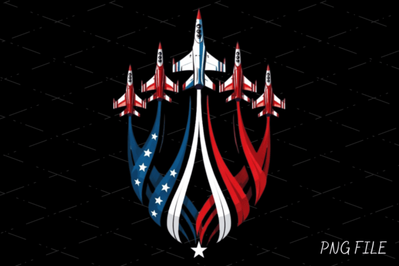 Patriotic USA Fighter Jet Air Show PNG for Designers