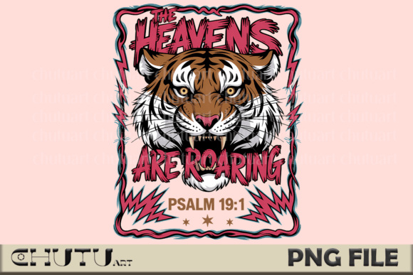 Roaring Tiger Psalm 19:1 PNG File: Unleash Divine Power in Your Designs