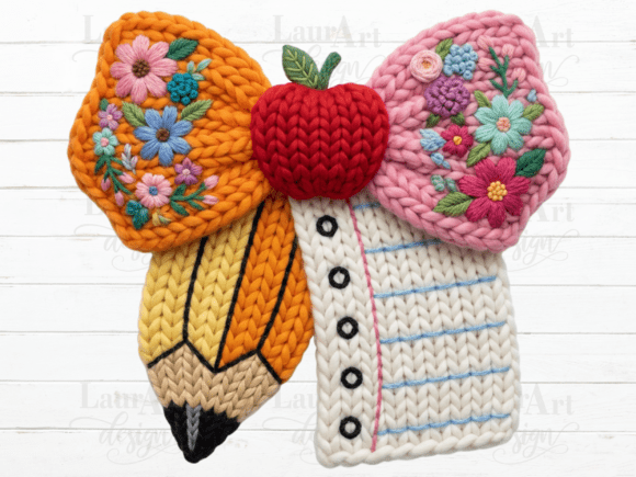 Teacher Bow Crochet Teacher Pencil Bow: A Charming Design Asset