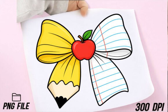 Teacher Pencil Paper Bow PNG: A Design Asset for Educators