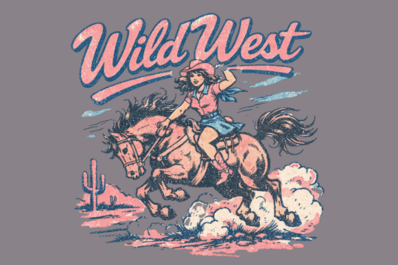 Western Cowgirl Retro Western Rodeo Png: A Vintage Design Asset